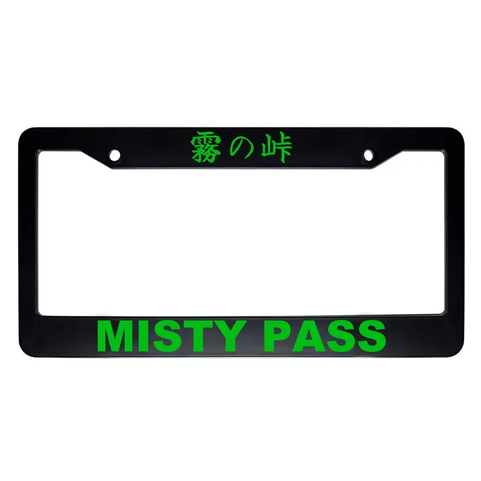 Misty Pass ABS Black Plastic Kanji Japanese License Plate Frame - Green Text