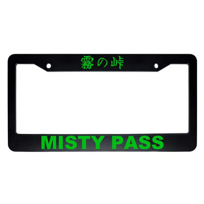 Misty Pass ABS Black Plastic Kanji Japanese License Plate Frame - Green Text