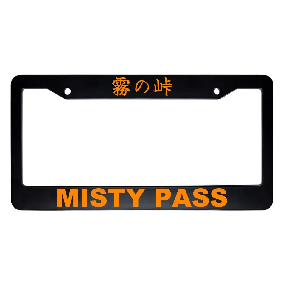 Misty Pass ABS Black Plastic Kanji Japanese License Plate Frame - Orange Text