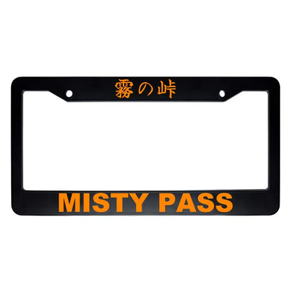 Misty Pass ABS Black Plastic Kanji Japanese License Plate Frame - Orange Text