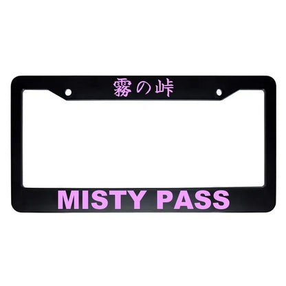 Misty Pass ABS Black Plastic Kanji Japanese License Plate Frame - Pink Text