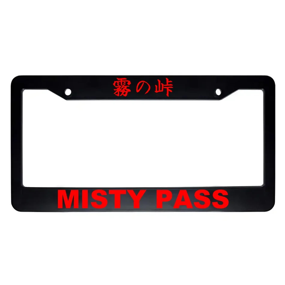 Misty Pass ABS Black Plastic Kanji Japanese License Plate Frame - Red Text