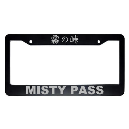 Misty Pass ABS Black Plastic Kanji Japanese License Plate Frame - Silver Text