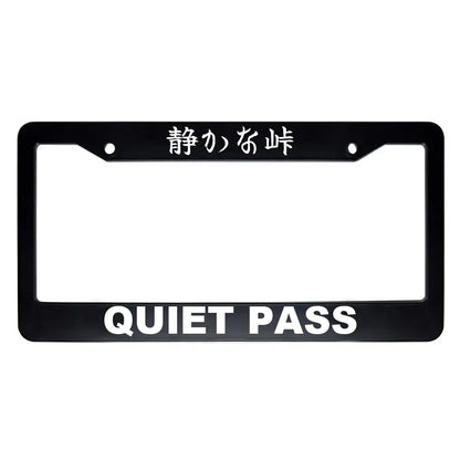Quiet Pass ABS Black Plastic Kanji Japanese License Plate Frame - White Text