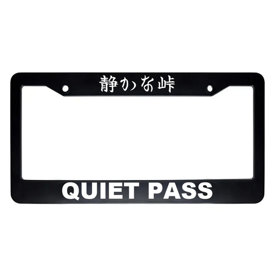 Quiet Pass ABS Black Plastic Kanji Japanese License Plate Frame - White Text