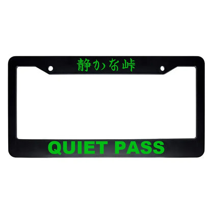 Quiet Pass ABS Black Plastic Kanji Japanese License Plate Frame - Green Text