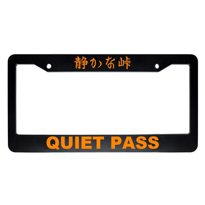 Quiet Pass ABS Black Plastic Kanji Japanese License Plate Frame - Orange Text