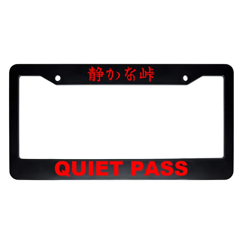 Quiet Pass ABS Black Plastic Kanji Japanese License Plate Frame - Red Text