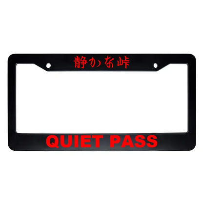 Quiet Pass ABS Black Plastic Kanji Japanese License Plate Frame - Red Text