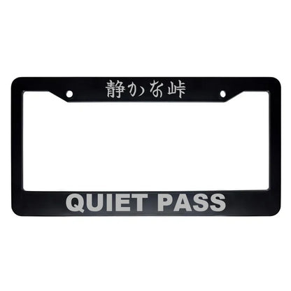 Quiet Pass ABS Black Plastic Kanji Japanese License Plate Frame - Silver Text
