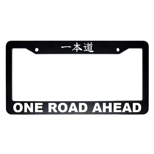 One Road Ahead ABS Black Plastic Kanji Japanese License Plate Frame - White Text