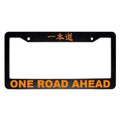 One Road Ahead ABS Black Plastic Kanji Japanese License Plate Frame - Orange Text