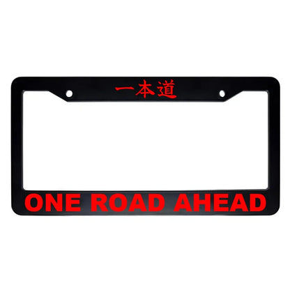 One Road Ahead ABS Black Plastic Kanji Japanese License Plate Frame - Red Text