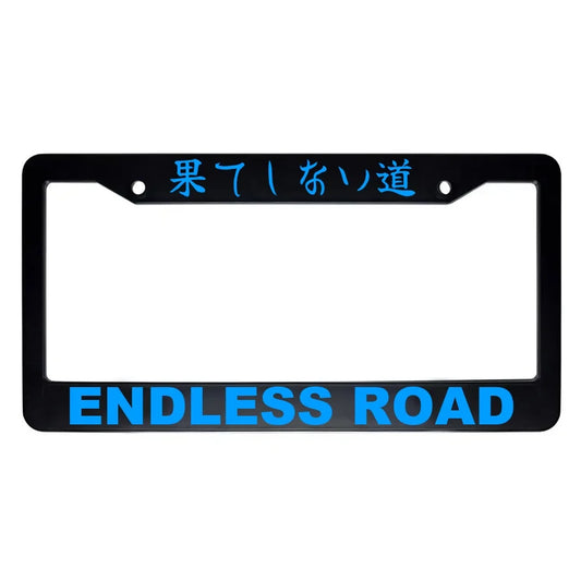 Endless Road ABS Black Plastic Kanji Japanese License Plate Frame - Blue Text