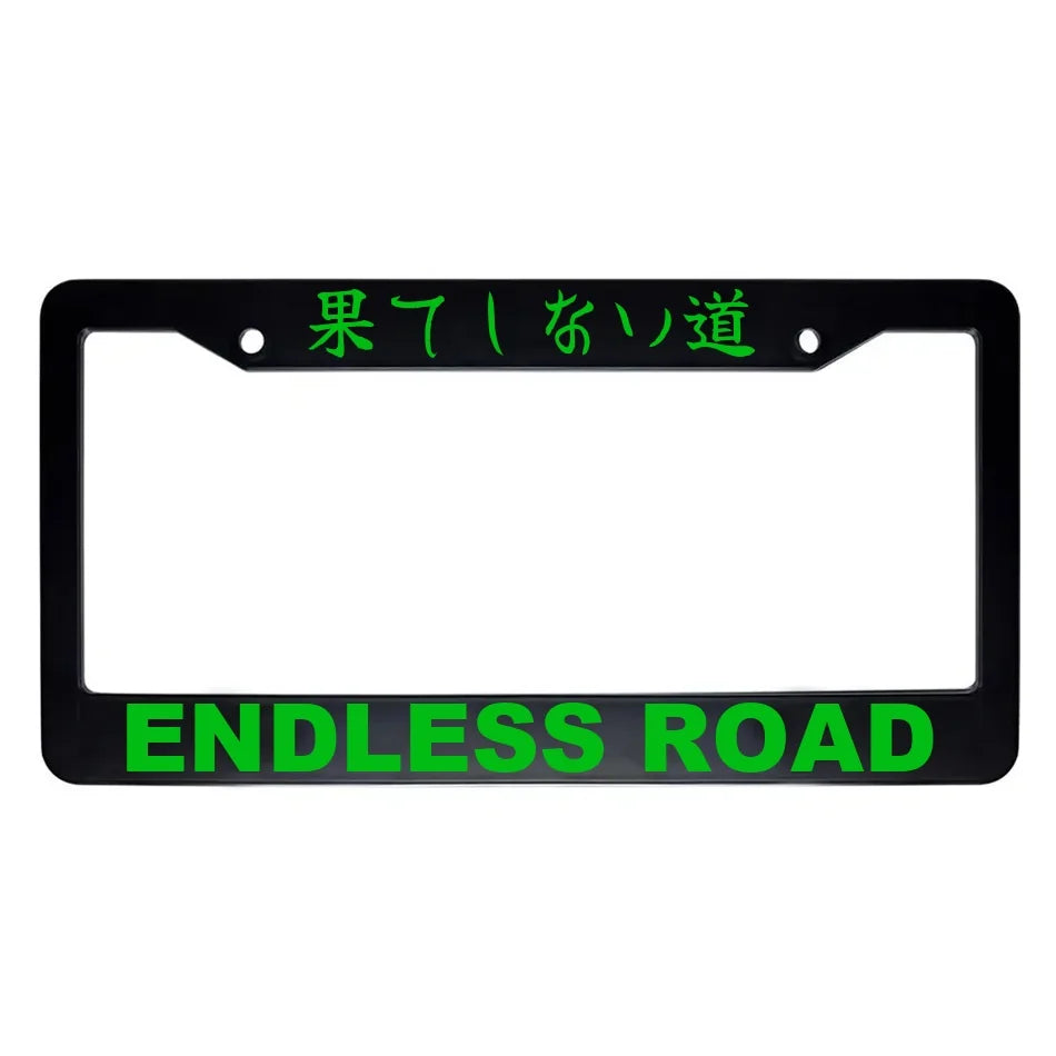 Endless Road ABS Black Plastic Kanji Japanese License Plate Frame - Green Text