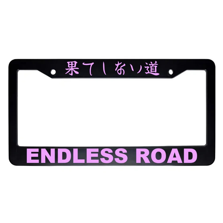 Endless Road ABS Black Plastic Kanji Japanese License Plate Frame - Pink Text