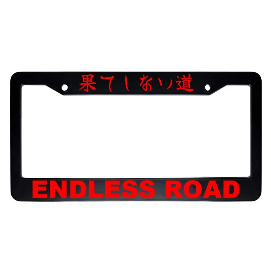Endless Road ABS Black Plastic Kanji Japanese License Plate Frame - Red Text