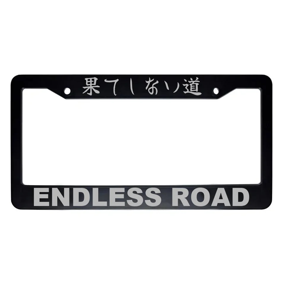 Endless Road ABS Black Plastic Kanji Japanese License Plate Frame - Silver Text
