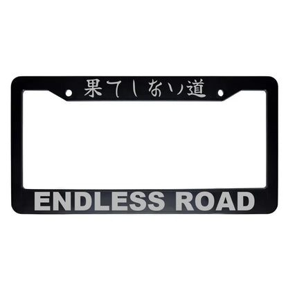 Endless Road ABS Black Plastic Kanji Japanese License Plate Frame - Silver Text