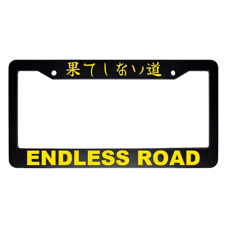 Endless Road ABS Black Plastic Kanji Japanese License Plate Frame - Yellow Text