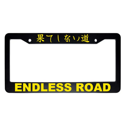 Endless Road ABS Black Plastic Kanji Japanese License Plate Frame - Yellow Text