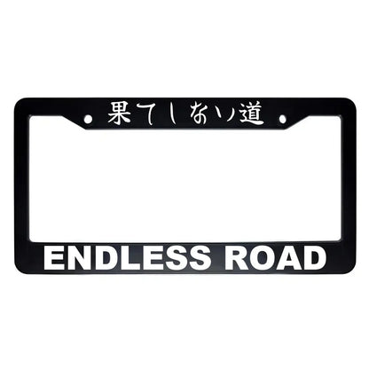Endless Road ABS Black Plastic Kanji Japanese License Plate Frame - White Text