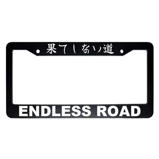 Endless Road ABS Black Plastic Kanji Japanese License Plate Frame - White Text
