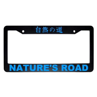 Nature's Road ABS Black Plastic Kanji Japanese License Plate Frame - Blue Text