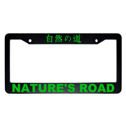 Nature's Road ABS Black Plastic Kanji Japanese License Plate Frame - Green Text
