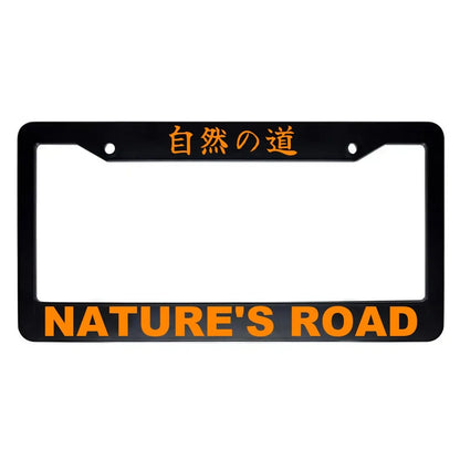 Nature's Road ABS Black Plastic Kanji Japanese License Plate Frame - Orange Text