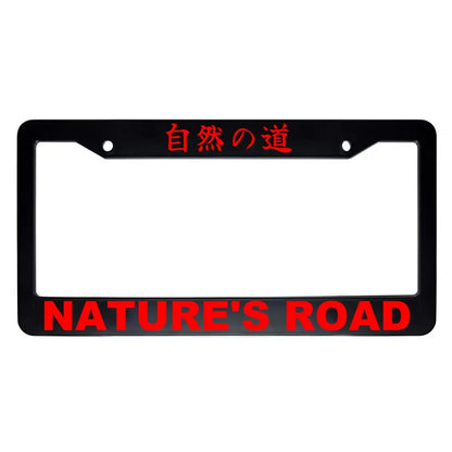Nature's Road ABS Black Plastic Kanji Japanese License Plate Frame - Red Text