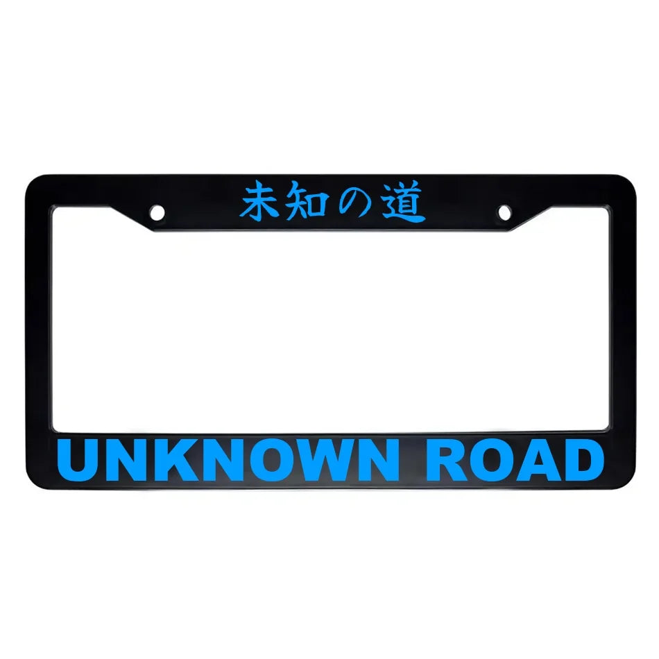 Unknown Road ABS Black Plastic Kanji Japanese License Plate Frame - Blue Text