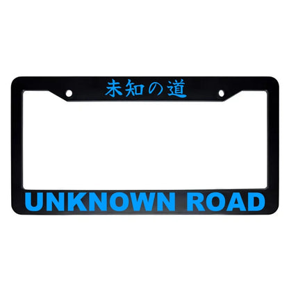 Unknown Road ABS Black Plastic Kanji Japanese License Plate Frame - Blue Text