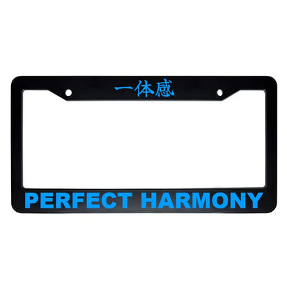Perfect Harmony ABS Black Plastic Kanji Japanese License Plate Frame - Blue Text
