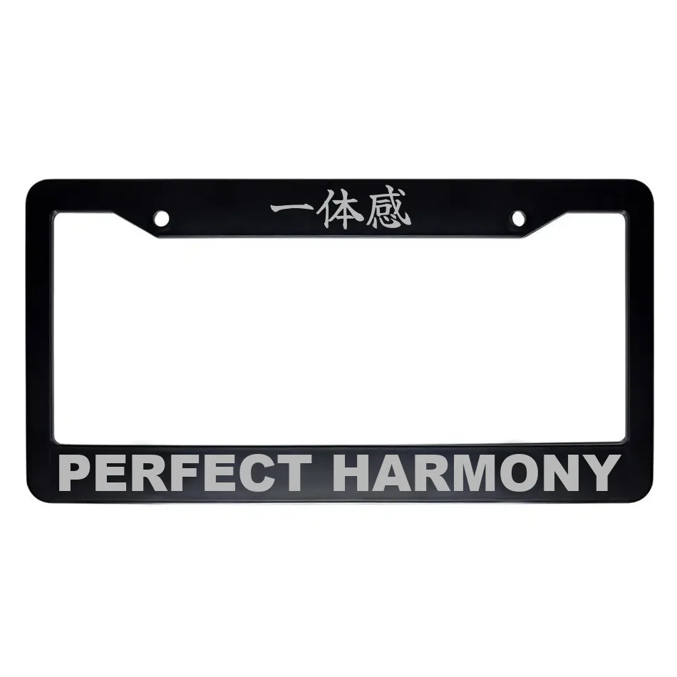 Perfect Harmony ABS Black Plastic Kanji Japanese License Plate Frame - Silver Text