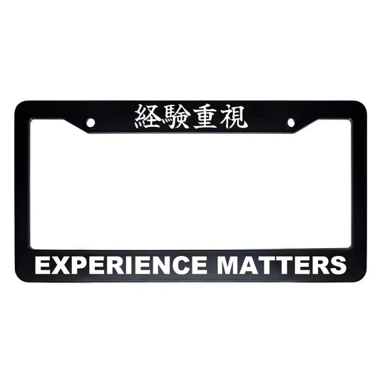 Experience Matters ABS Black Plastic Kanji Japanese License Plate Frame - White Text