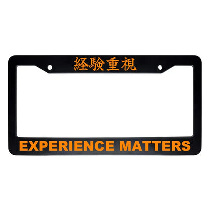 Experience Matters ABS Black Plastic Kanji Japanese License Plate Frame - Orange Text