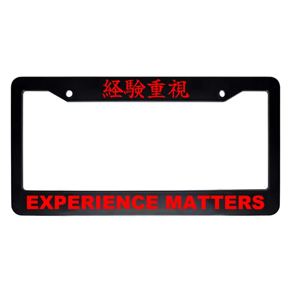 Experience Matters ABS Black Plastic Kanji Japanese License Plate Frame - Red Text