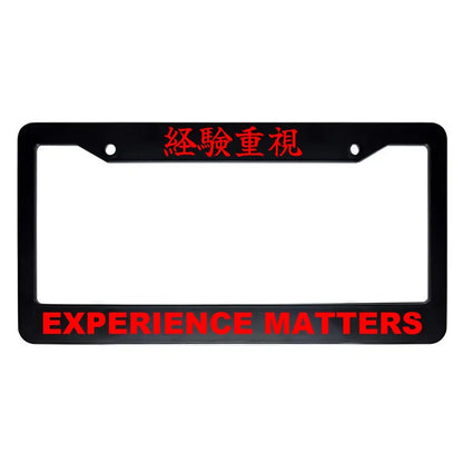 Experience Matters ABS Black Plastic Kanji Japanese License Plate Frame - Red Text