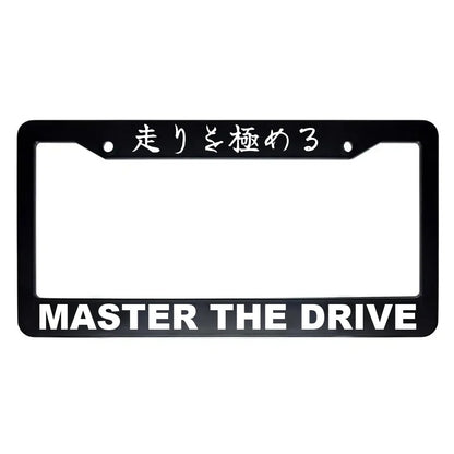 Master the Drive ABS Black Plastic Kanji Japanese License Plate Frame - White Text