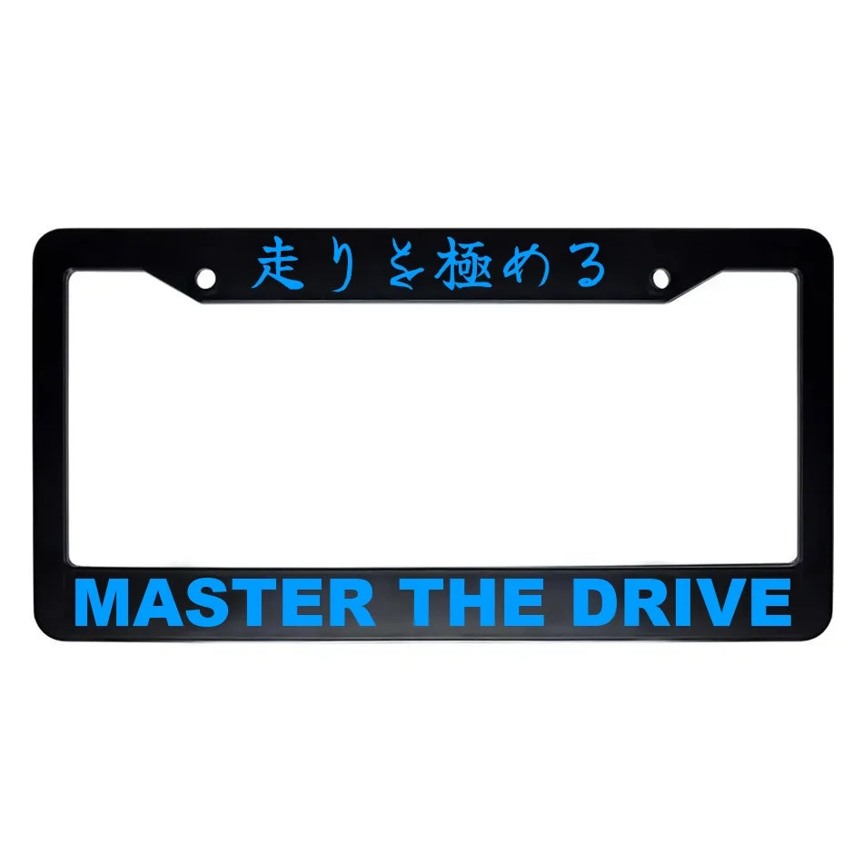 Master the Drive ABS Black Plastic Kanji Japanese License Plate Frame - Blue Text