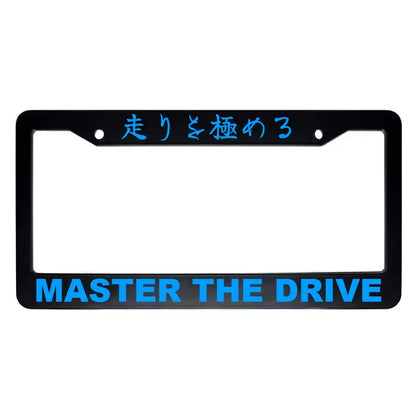 Master the Drive ABS Black Plastic Kanji Japanese License Plate Frame - Blue Text