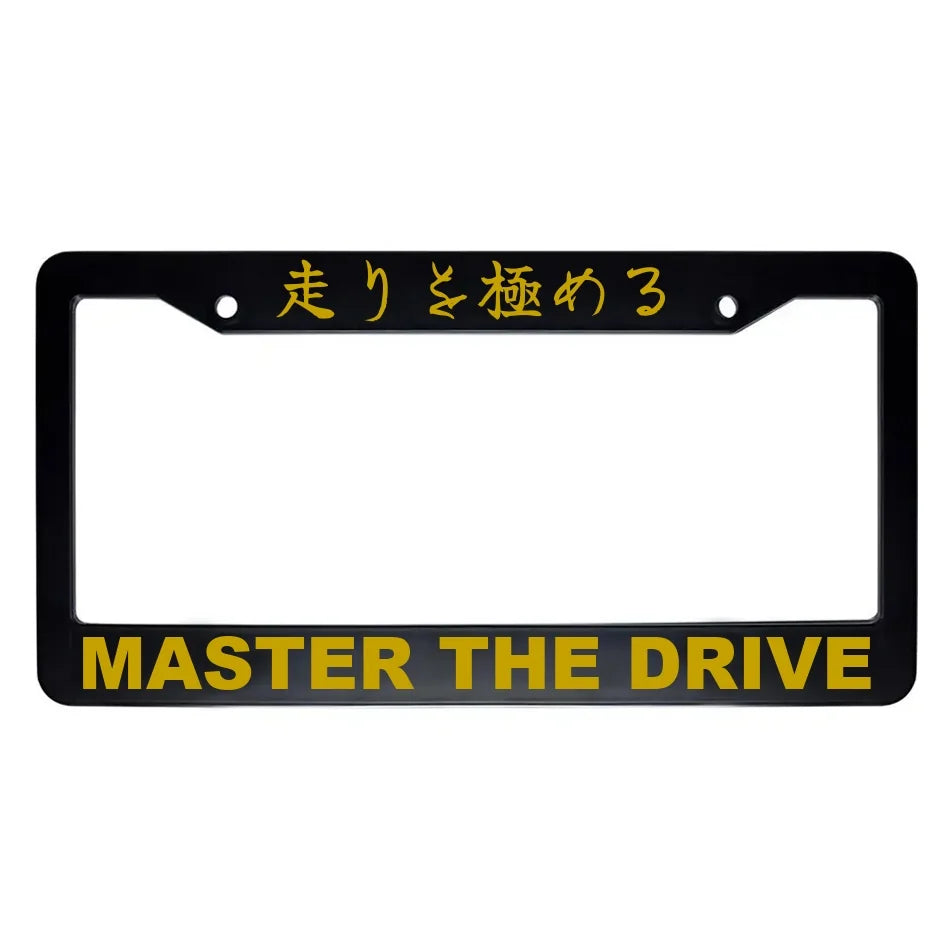 Master the Drive ABS Black Plastic Kanji Japanese License Plate Frame - Gold Text
