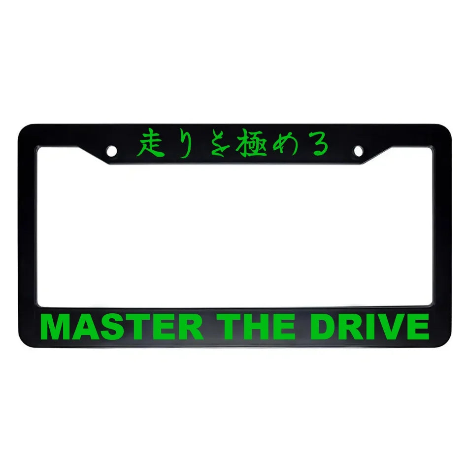 Master the Drive ABS Black Plastic Kanji Japanese License Plate Frame - Green Text