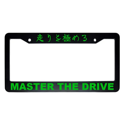 Master the Drive ABS Black Plastic Kanji Japanese License Plate Frame - Green Text