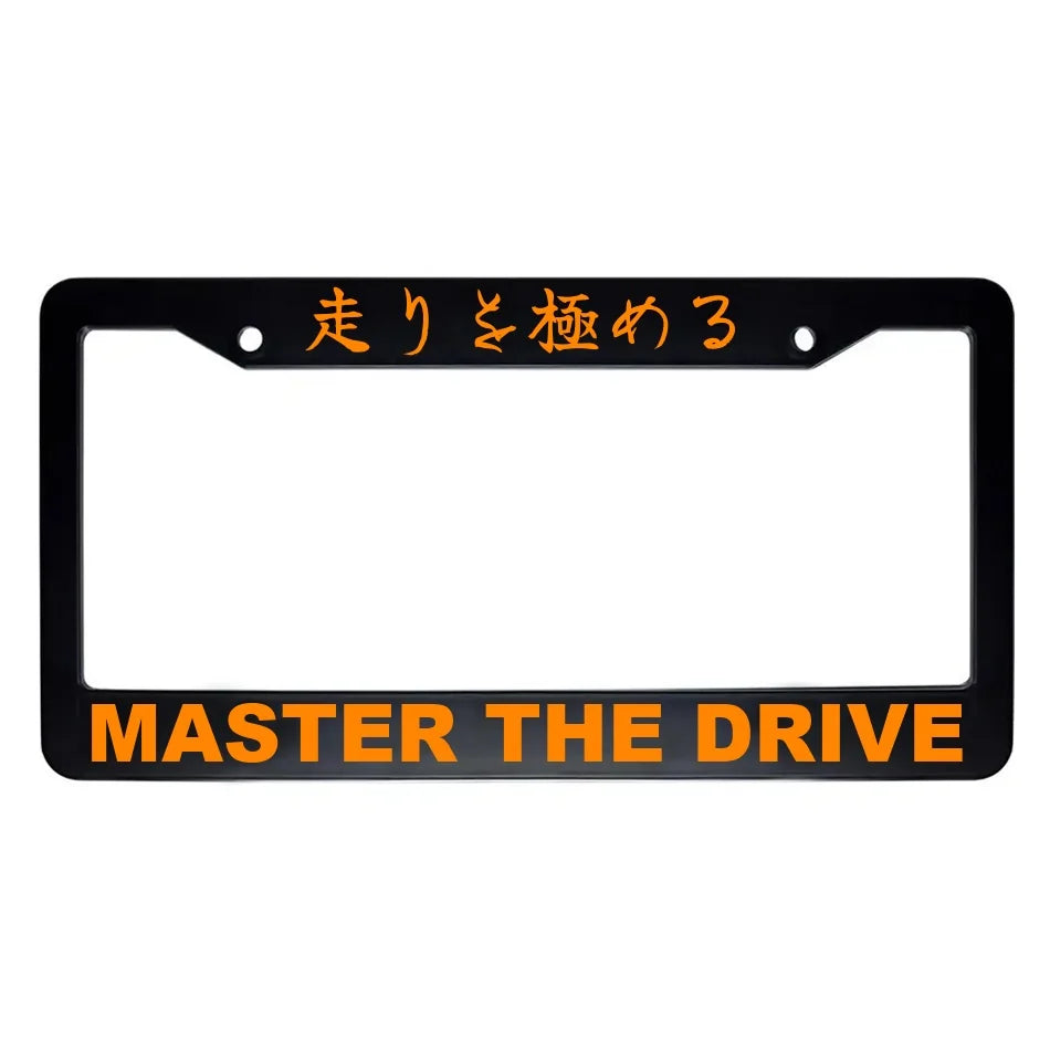 Master the Drive ABS Black Plastic Kanji Japanese License Plate Frame - Orange Text