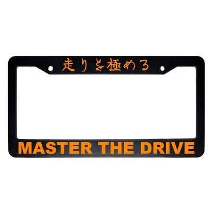 Master the Drive ABS Black Plastic Kanji Japanese License Plate Frame - Orange Text