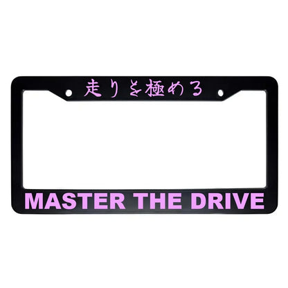 Master the Drive ABS Black Plastic Kanji Japanese License Plate Frame - Pink Text