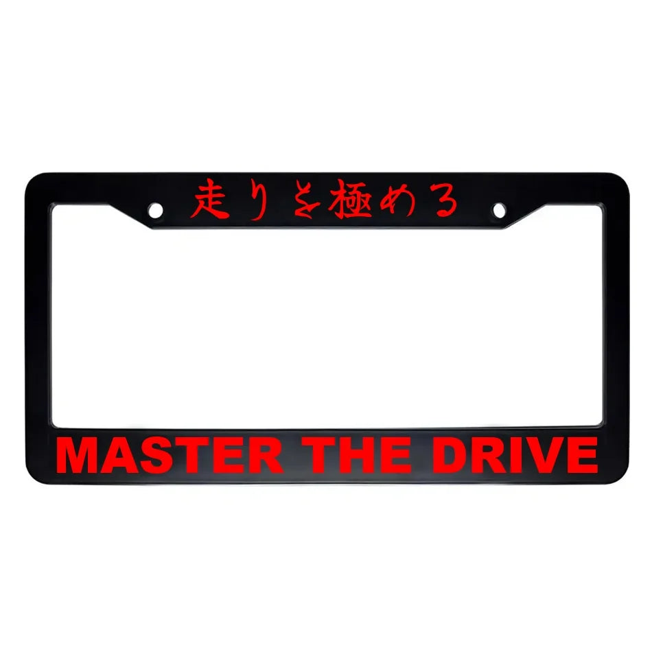 Master the Drive ABS Black Plastic Kanji Japanese License Plate Frame - Red Text