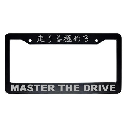 Master the Drive ABS Black Plastic Kanji Japanese License Plate Frame - Silver Text